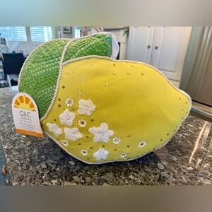 C&C California Home lemon-shaped decorative pillow outdoor sequence embroidered